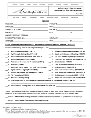 Washington Construction Special Inspections Form