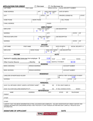 Credit Application Form