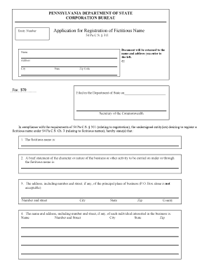 Pennsylvania Fictitious Name Registration Form