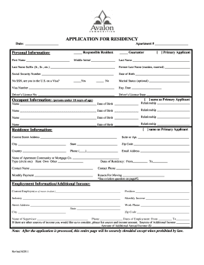 Apartment Residency Application
