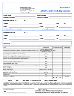 Washington Electrical Permit Application
