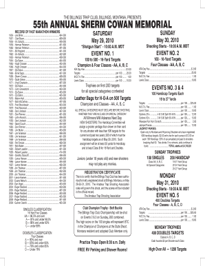 The 55th Annual SHERM COWAN MEMORIAL ... - Billings Trap Club
