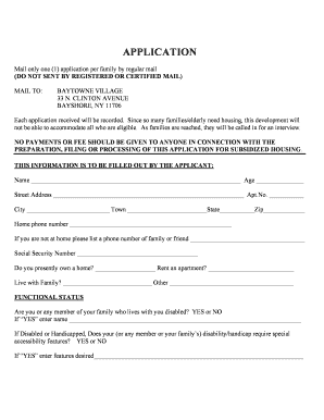 Subsidized Housing Application Form