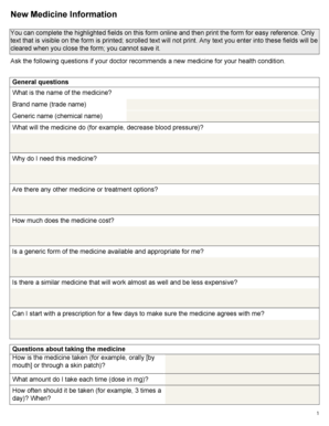 New Medicine Information Form
