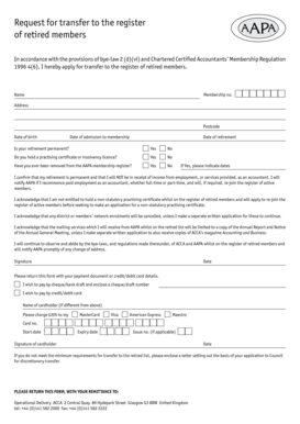 ACCA Retired Members Transfer Form