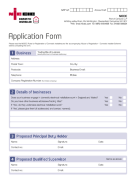 NICEIC Domestic Installer Application Form