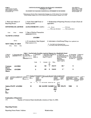 Form 4 Statement of Changes in Beneficial Ownership
