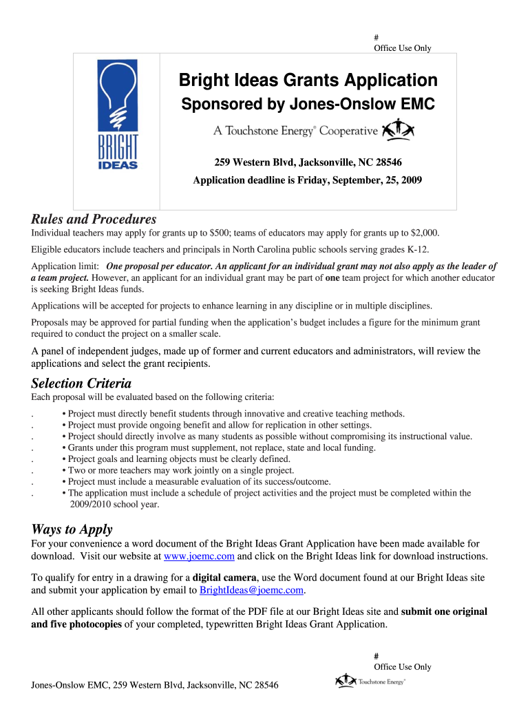 jones onslow bright ideas grant Preview on Page 1