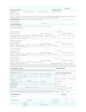 Common Application Form for Mutual Fund Investments