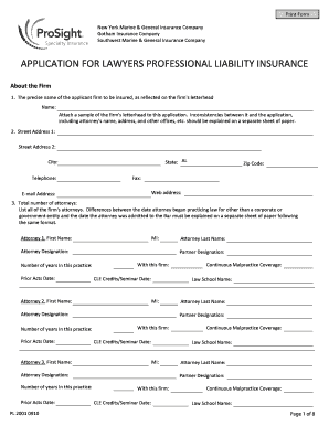 Lawyers Professional Liability Insurance Application