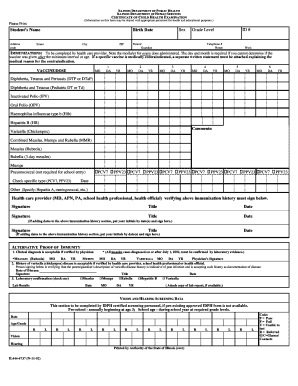 Illinois Certificate of Child Health Examination