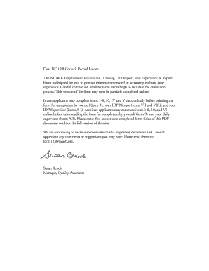 NCARB Employment Verification Form