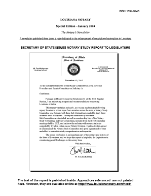 Fillable Online Louisiana Notary Special Edition January 2003. Notary Study Report Fax Email ...
