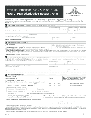 403(b) Plan Distribution Request Form