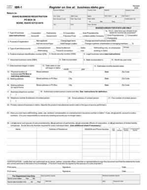 Idaho Business Registration Form