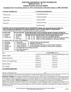 Medicare Part D HGH Authorization Form