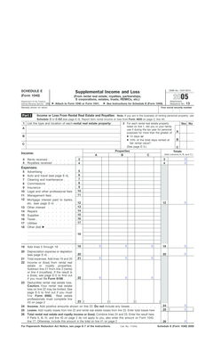 Schedule E (Form 1040) 2005