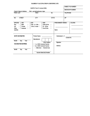rabies vaccination certificate