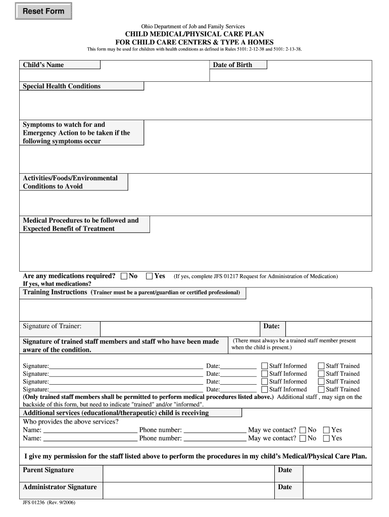 Fillable Online Child Medical Physical Care Plan For Child Care Centers Fillable online child medical physical care plan for child care centers