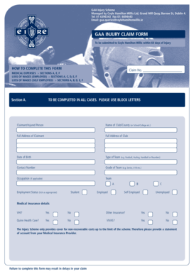 GAA Injury Claim Form