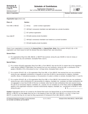 Schedule B Form 990 2007