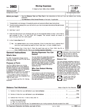 IRS Form 3903 Moving Expenses