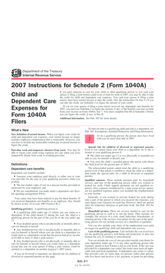2007 Instructions for Schedule 2 (Form 1040A)