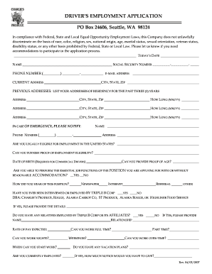 Driver Employment Application