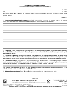 Repair Request and Agreement