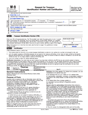 Form W-9 Request for Taxpayer Identification Number