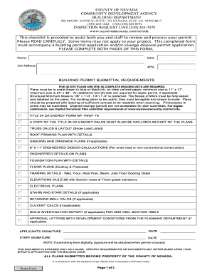 Nevada County Building Permit Checklist