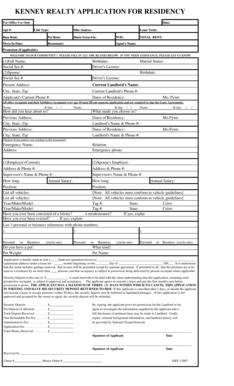 Kenny Realty Residency Application