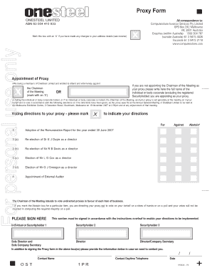 Proxy Form for OneSteel Limited