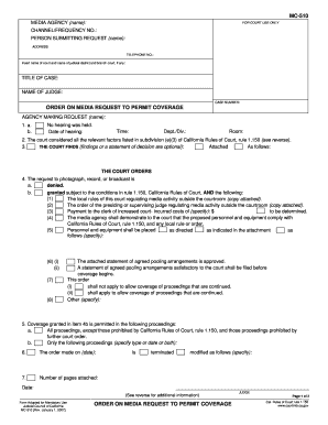 California Media Coverage Request Form