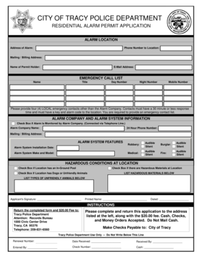 Residential Alarm Permit Application