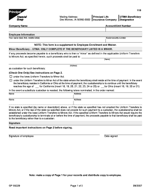 Principal Life UTMA Beneficiary Form