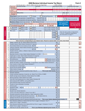 2008 Montana Individual Income Tax Return Form 2