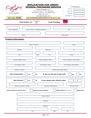 Guest Supply Credit Application Form