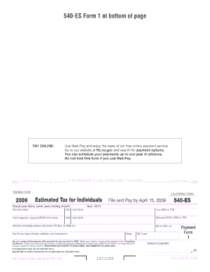 California Form 540-ES 2009
