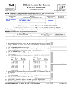 Child and Dependent Care Expenses Form 2441