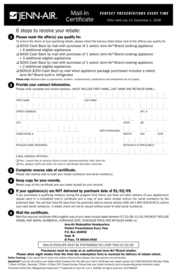 Jenn-Air Appliance Rebate Form