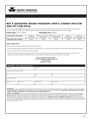 Massey Ferguson Lawn Tractor Rebate Form