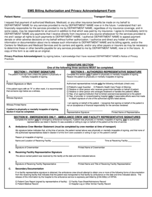 EMS Billing Authorization and Privacy Acknowledgment Form