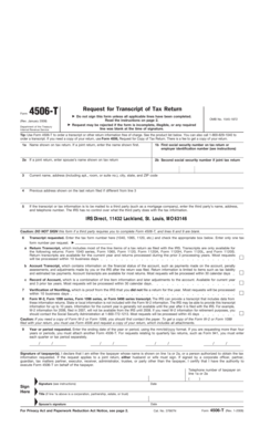 IRS Form 4506-T Request for Transcript of Tax Return