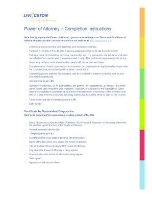 US Power of Attorney for Customs Brokerage