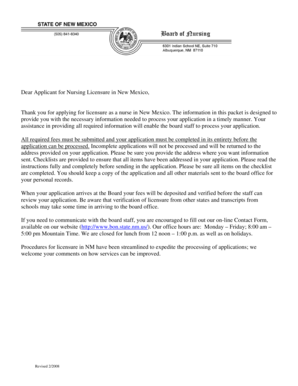 New Mexico Nursing Licensure Application