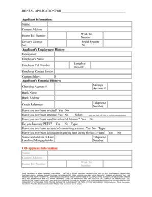 Rental Application Form