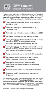 IRS Form 990 Preparation Checklist