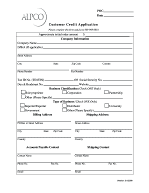 Customer Credit Application