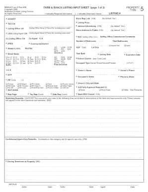 NWMLS Farm & Ranch Listing Input Sheet